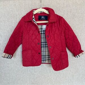 Burberry Unisex Diamond Quilted Plaid Red Coat Size 4